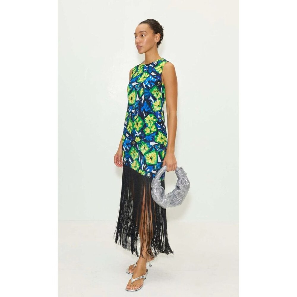 Anthropologie Simon Miller Casablanca Fringe Dress Size XS Abstract Floral Print - Picture 8 of 8